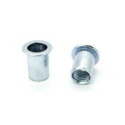 Inserti Filettati in Acciaio Testa Piana con corpo Cilindrico zigrinato M8 grip da 0.5-3.0mm - Box da 250 pezzi