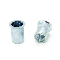 Inserti Filettati in Acciaio Testa Svasata con corpo Cilindrico zigrinato M5 grip da 1.5-4.0mm - Box da 500 pezzi