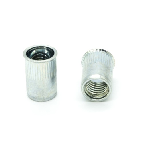 Inserti Filettati in Acciaio Testa Ridotta a Filo con corpo Cilindrico zigrinato M10 grip da 1.0-3.5mm - Box da 200 pezzi