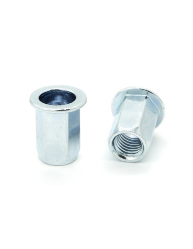 Inserti Filettati in Acciaio Testa Piana con corpo Esagonale M4 grip da 0.5-3.0mm - Box da 1000 pezzi