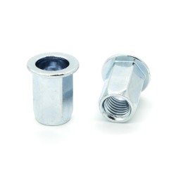 Inserti Filettati in Acciaio Testa Piana con corpo Esagonale M8 grip da 3.0-5.5mm - Box da 250 pezzi