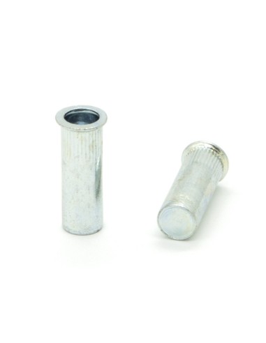 Inserti Filettati in Acciaio Testa Ridotta a Filo con corpo Cilindrico zigrinato cieco M10 grip da 0.5-3.5mm - Box da 200 pezzi