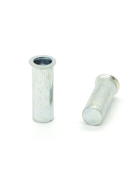 Inserti Filettati in Acciaio Testa Ridotta a Filo con corpo Cilindrico zigrinato cieco M10 grip da 0.5-3.5mm - Box da 200 pezzi