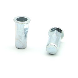 Inserti Filettati in Acciaio Testa Piana con corpo Semi Esagonale cieco M5 grip da 0.5-3.0mm - Box da 500 pezzi
