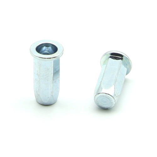 Inserti Filettati in Acciaio Testa Piana con corpo Esagonale cieco M6 grip da 0.5-3.0mm - Box da 500 pezzi