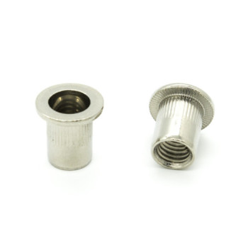 Inserti Filettati in Inox A2 Testa Piana con corpo Cilindrico zigrinato M3 grip da 0.5-3.0mm - Box da 1000 pezzi
