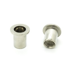 Inserti Filettati in Inox A2 Testa Piana con corpo Cilindrico zigrinato M12 grip da 1.0-4.0mm - Box da 150 pezzi
