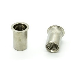 Inserti Filettati in Inox A2 Testa Svasata con corpo Cilindrico zigrinato M4 grip da 1.5-3.0mm - Box da 1000 pezzi