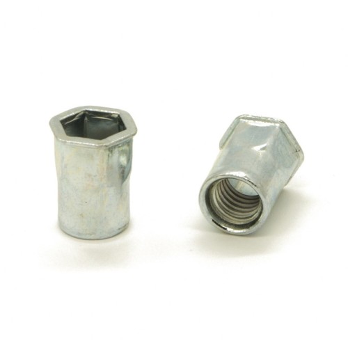 Inserti Filettati in Inox A2 Testa Ridotta a Filo con corpo Semi Esagonale M5 grip da 0.5-3.0mm - Box da 500 pezzi