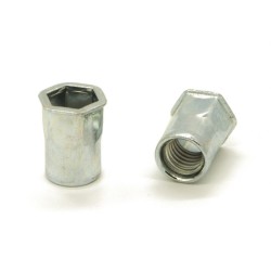 Inserti Filettati in Inox A2 Testa Ridotta a Filo con corpo Semi Esagonale M5 grip da 0.5-3.0mm - Box da 500 pezzi