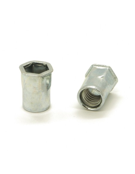 Inserti Filettati in Inox A2 Testa Ridotta a Filo con corpo Semi Esagonale M6 grip da 0.5-3.0mm - Box da 500 pezzi