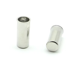 Inserti Filettati in Inox A2 Testa Ridotta a Filo con corpo Cilindrico zigrinato cieco M6 grip da 0.5-3.0mm - Box da 500 pezzi