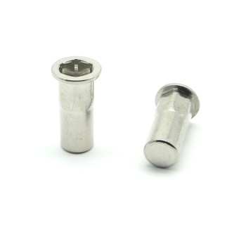 Inserti Filettati in Inox A2 Testa Piana con corpo Semi Esagonale cieco M4 grip da 0.5-3.0mm - Box da 1000 pezzi