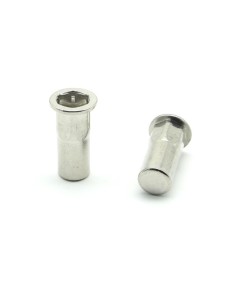 Inserti Filettati in Inox A2 Testa Piana con corpo Semi Esagonale cieco M10 grip da 1.0-4.0mm - Box da 200 pezzi