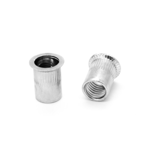 Inserti Filettati in Alluminio Testa Svasata con corpo Cilindrico zigrinato M8 grip da 1.5-4.5mm - Box da 250 pezzi