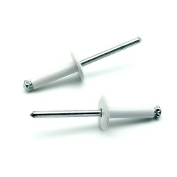 Rivetti a strappo RISTAR A FIORE Alluminio/Acciaio Testa Larga 14mm Verniciato RAL 9003 4.8x10.0mm - Box da 250 pezzi