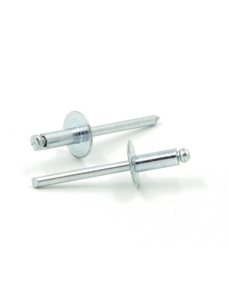 Rivetti a strappo STANDARD Acciaio/Acciaio Testa Extra Larga 16mm 4.8x12.0mm - Box da 250 pezzi